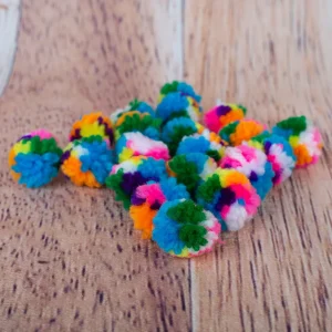 40 pompons en laine multicolores
