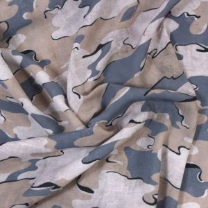 Foulard  georgette imprimé camouflage effet usé