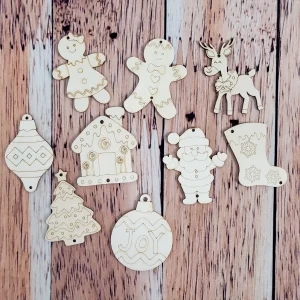 3 petites décorations de Noël en bois - formes variées