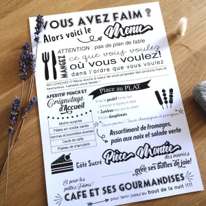 Affichemenumariagechampetreaimprimertetedecoucou.jpgv1651159362 Poster Menu Food mariage Virginie
