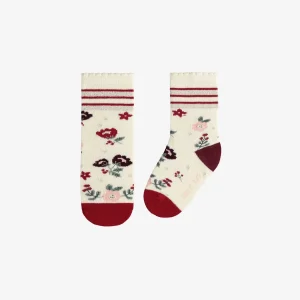 F23B8801B_3_b822eb2a-e229-4bf8-b8e1-43eda4ee7976.jpgv1748007673 Chaussettes crème avec motif floral des fêtes, bébé
