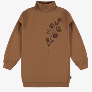 F23C4209C-16-F2_7eb2031d-ce0b-43ef-9027-1c12d43d0c68.jpgv1748007648 Robe brune col montant en coton français, enfant