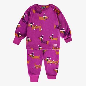 F25B1605B-98_Kit.jpgv1757179128 Pyjama deux pièces en peluche mauve à motifs de chiens, bébé