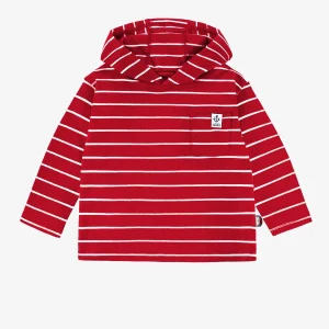 F25B3506B_F3.jpgv1753222800 T-shirt rouge à rayures avec capuchon, bébé