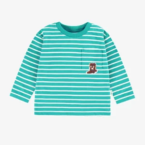 F25B5502B-F3.jpgv1751335135 T-shirt turquoise à rayures, bébé