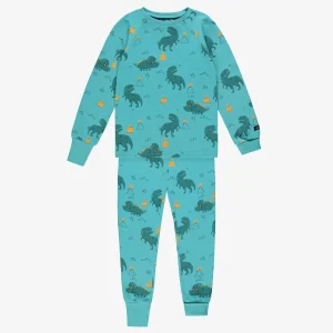 F25C1302C-98_Kit.jpgv1754348540 Pyjama deux pièces turquoise à motifs de dinosaures, enfant