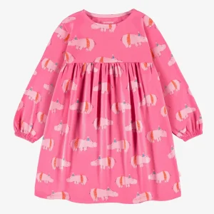 F25C3004C-98_F3_272b610d-098f-4735-b192-492d08de7dd8.jpgv1748974713 Robe rose à motifs d’hippopotames, enfant
