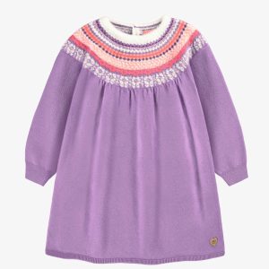 F25C4002C_F2_03e255ea-172c-48b7-ab70-b8f388e53db7.jpgv1756131728 Robe mauve en tricot avec motifs, enfant