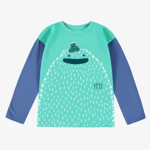 F25C4106C_F2.jpgv1756160996 T-shirt turquoise avec illustration, enfant
