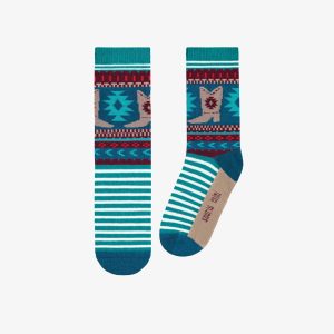 F25C9104C-98_F.jpgv1754330057 Chaussettes turquoise à motifs, enfant