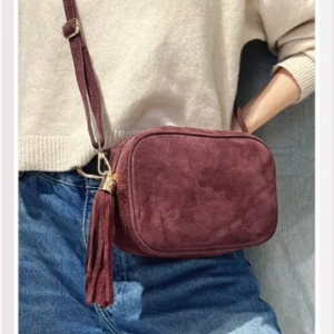 Sac à bandoulière en daim BORDEAUX