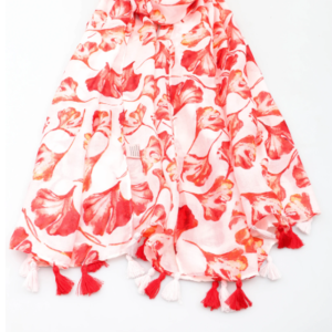 Foulard imprimé feuille avec pompons