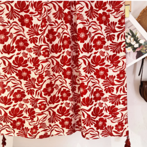 Foulard imprimé fleuri avec pompons