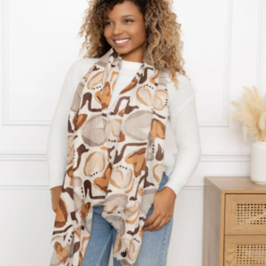 Foulard imprimé fleuri beige