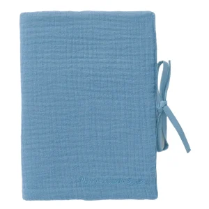 PCSMM12.webp Protège-carnet de santé gaze de coton pierre bleue