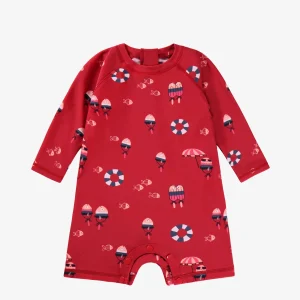 S25B0201B-F3_49582b89-28fa-41ae-aa8f-48e685a2cf5a.jpgv1748007293 Maillot de bain une pièce rouge à motifs, bébé