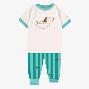 S25B1502B-100_Kit2_8a3aacc7-c479-4336-88f6-5a71ef0bdc82.jpgv1748007316 Pyjama deux pièces crème et turquoise avec illustration, bébé