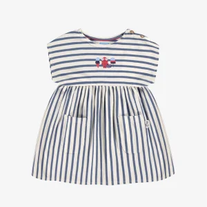 S25B3404B-F3_1f09d5c4-f7bc-4ab6-90e5-13607cf4a288.jpgv1748007269 Robe crème et bleue en jersey à rayures, bébé