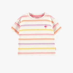 T-shirt crème en jersey à rayures, bébé