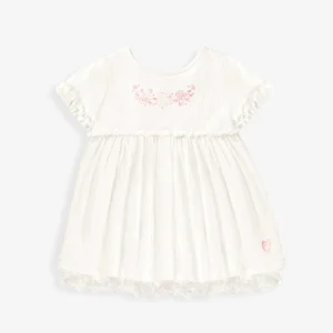 S25B9802B_F3_bca6f524-dfea-43db-bf59-a5433c4c3a48.jpgv1748007371 Robe blanche en jersey crêpé avec broderies de fleurs, bébé