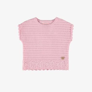 S25B9804B-100_F_01296746-1083-46b5-a27e-1de0acd64d5c.jpgv1748007373 T-shirt rose en tricot à détails ajourés de fleurs, bébé