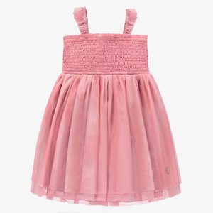 S25C4003C-100_F2_3c0b9af4-e718-497e-b66b-6489cf7a354d.jpgv1748007345 Robe rose en nid d'abeille et tulle, enfant