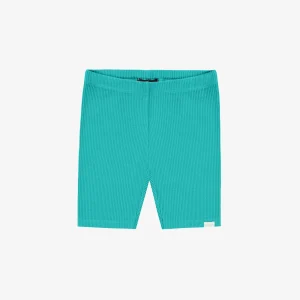 Legging court turquoise en tricot côtelé, enfant