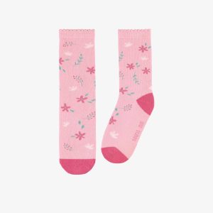 S25C9005C_F2_e419e18f-5fa8-4d99-8ff3-28d34cb0d5a8.jpgv1748007366 Chaussettes roses avec motifs de fleurs, enfant