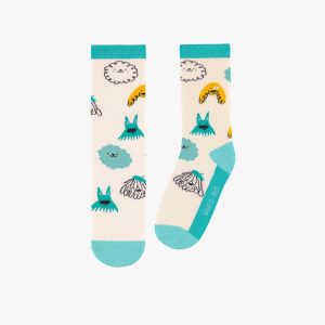 S25C9108C_F2_89597e6a-32b3-4121-bf40-4ab4ee0cb184.jpgv1748007366 Chaussettes crème et turquoise à motifs, enfant