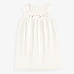 S25C9809C_F22_885481de-c42d-4d1c-b6aa-208d78354aa6.jpgv1748007379 Robe blanche en tricot avec broderies florales, enfant