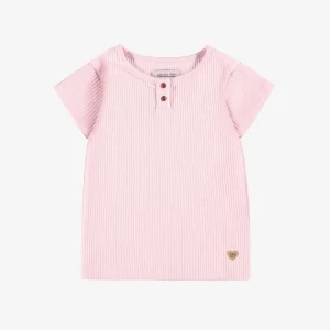 S25C9812C-100_F2_b2a2ad3e-8b20-4480-a997-9db9ca0d193e.jpgv1748007367 T-shirt rose pâle en tricot côtelé irrégulier, enfant