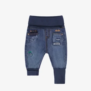 S25L3902L-100_F_4883fbf3-2875-46ea-80d4-346f5f7ae8f8.jpgv1748007274 Pantalon évolutif en denim bleu moyen à effet délavé, naissance