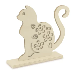 Forme de chat en bois naturel à peindre