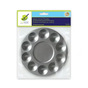 paletteenmetal.jpgv1745763790 Palette d'artiste ronde en métal -10 godets